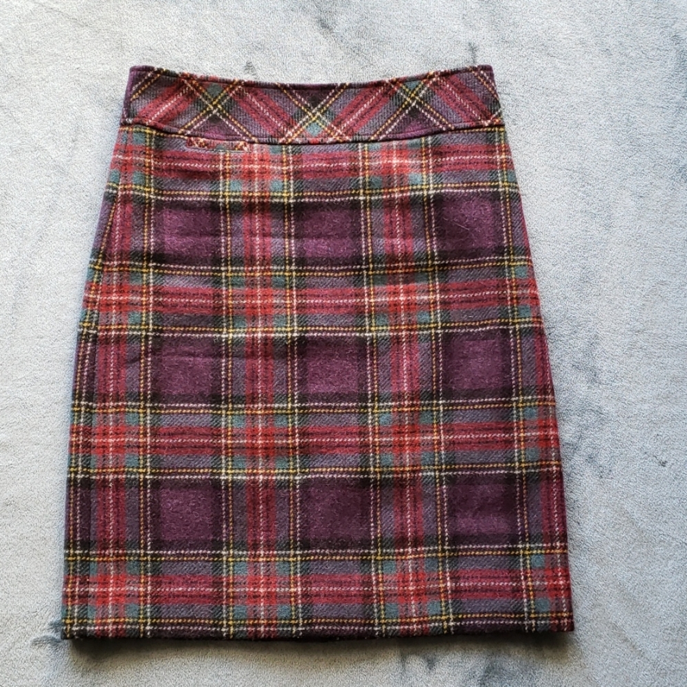 L.L. Bean plaid wool pencil skirt